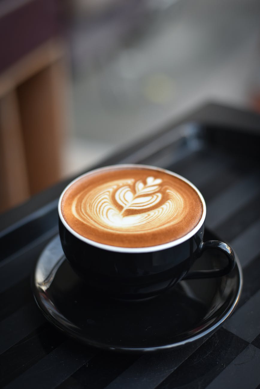 close up of coffee cup on table